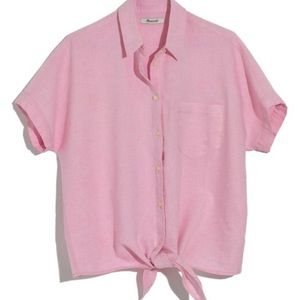 Madewell Tie Front Short Sleeve Top Size M
